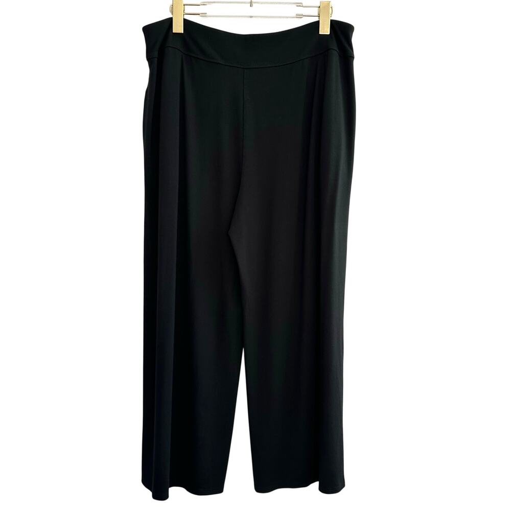 J. Jill Wearever Pleated Cropped Pant Women Large‎ Black Wide Leg Pockets Modest - Picture 2 of 7